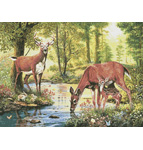 2059 Woodland Stream (Deer) Cross-stitch - Click Image to Close