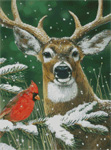 9710 Deer & Cardinal Cross-stitch - Click Image to Close