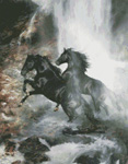 9715 Waterfall Horses Cross-stitch