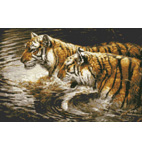 9863 Wading Tigers Cross-stitch - Click Image to Close
