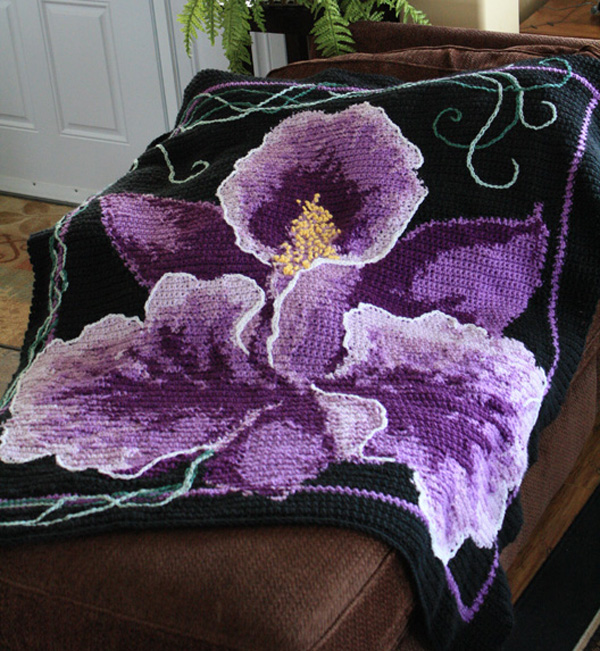 01103 Orchid Single Crochet Afghan Pattern - Click Image to Close