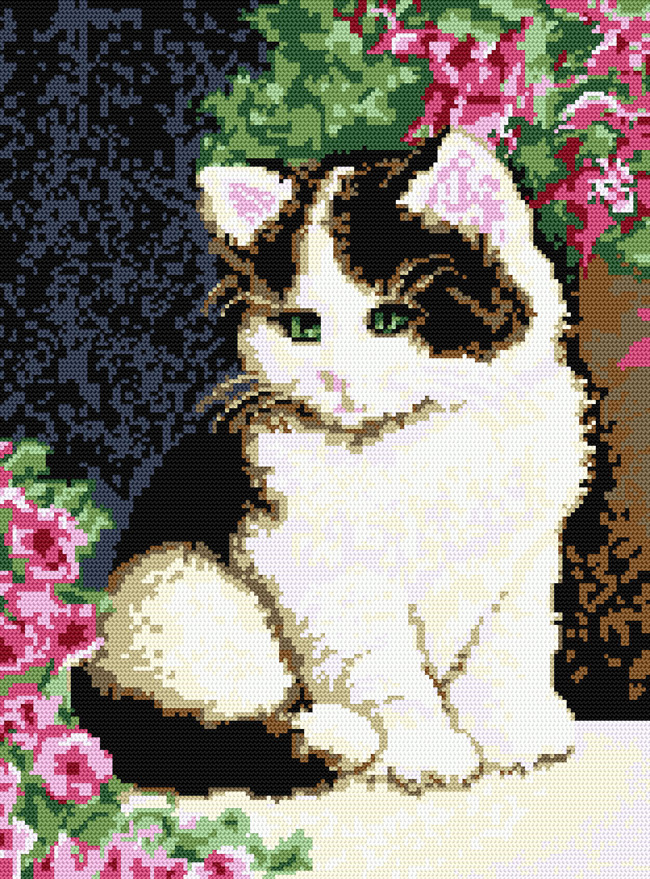 01143 Sitting Pretty Kitty Crochet Afghan - Click Image to Close