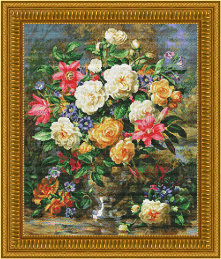 2037 Homage to the Queen Mother Floral Cross-stitch - Click Image to Close