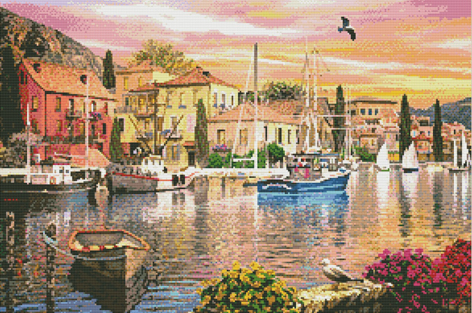 2062 Harbor Sunset Counted Cross-stitch - Click Image to Close
