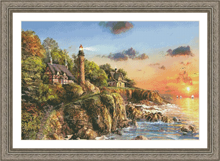 2067 Sunset at Craggy Point Counted Cross-stitch - Click Image to Close