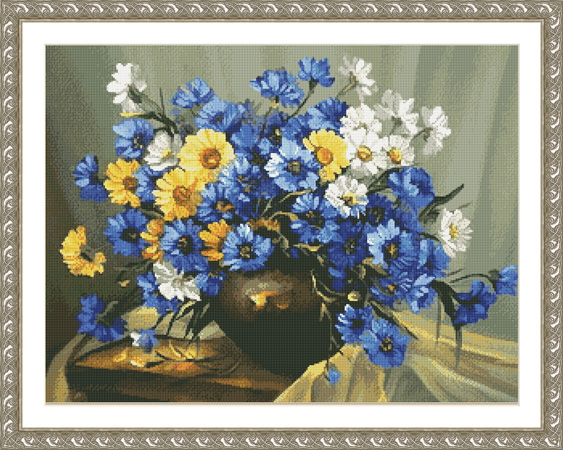 2071 Bouquet of Blue Cross-stitch - Click Image to Close