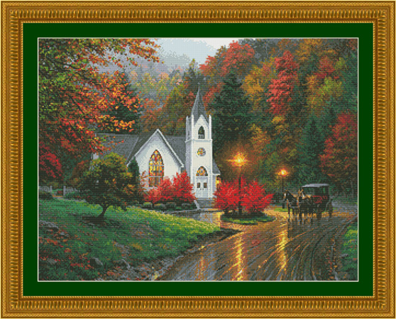 2074 Autumn Chapel Cross-stitch - Click Image to Close