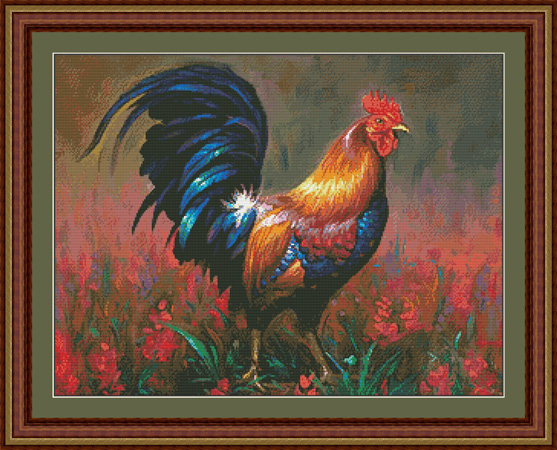 2078 Colourful Rooster Cross-stitch - Click Image to Close