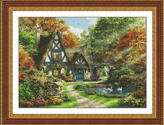2100 The Autumn Cottage Cross-stitch - Click Image to Close