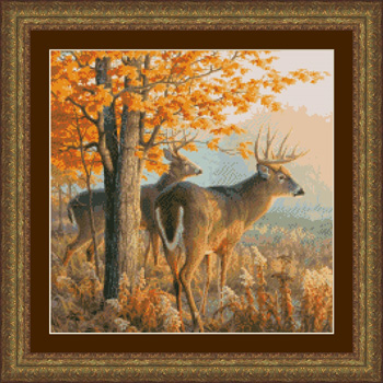7304 Throw Caution to the Wind - Deer Cross-stitch - Click Image to Close