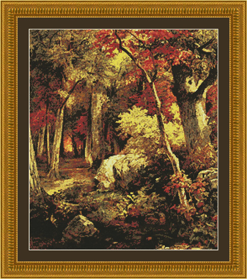 9704 October Forest Landscape Cross-stitch - Click Image to Close