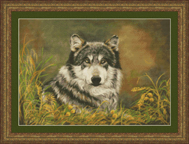9716 Fall's Coming Wolf Cross-stitch - Click Image to Close