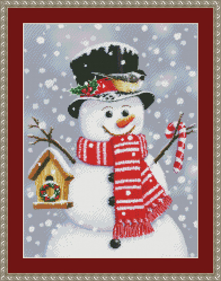 9726 Birdhouse Snowman Cross-stitch - Click Image to Close