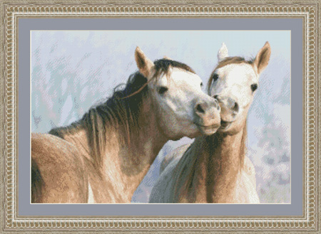 9748 Horse Kisses Cross-stitch - Click Image to Close