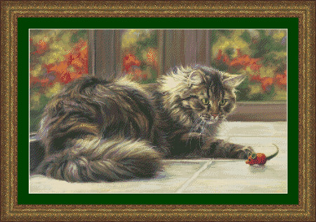 9749 Favorite Toy- CAT Cross-stitch - Click Image to Close
