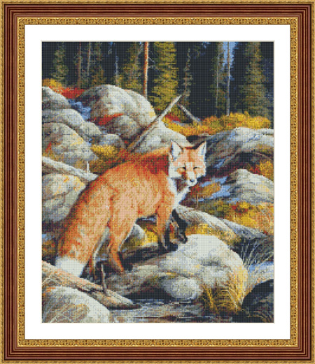 9752 Careful Stepper- Red Fox Cross-stitch - Click Image to Close