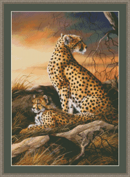9754 Cheetahs at Dusk Cross-stitch - Click Image to Close
