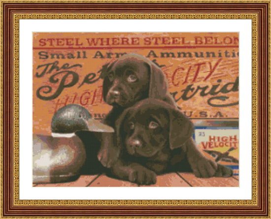 9755 Hunting Puppies Counted Cross-stitch KIT $15 - Click Image to Close