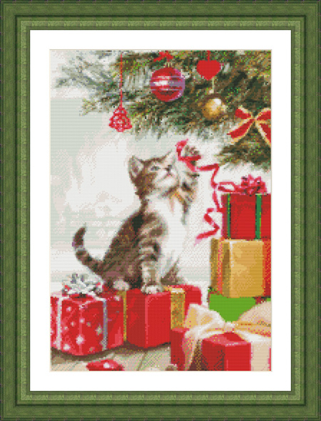 9759 Kitten with Ribbon Counted Cross-stitch - Click Image to Close