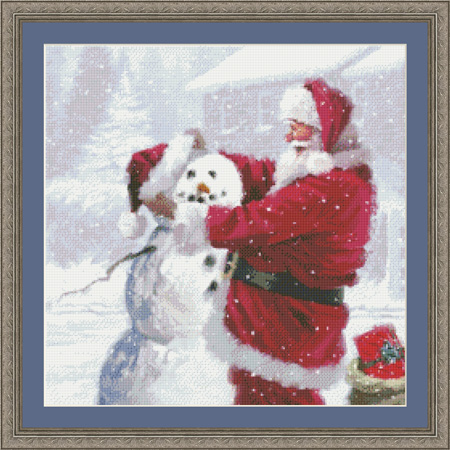 9769 Santa and Snowman Counted Cross-stitch - Click Image to Close