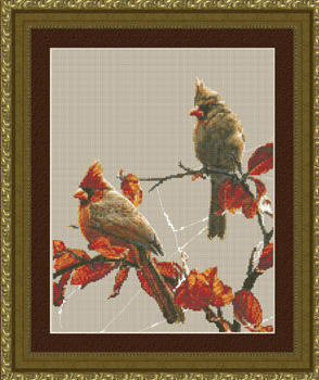 9841 Morning Jewels- Cardinals - Click Image to Close