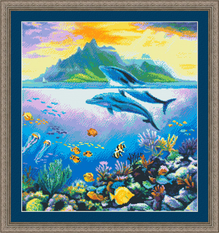 9851 Dolphin Paradise Cross-stitch KIT $15 - Click Image to Close