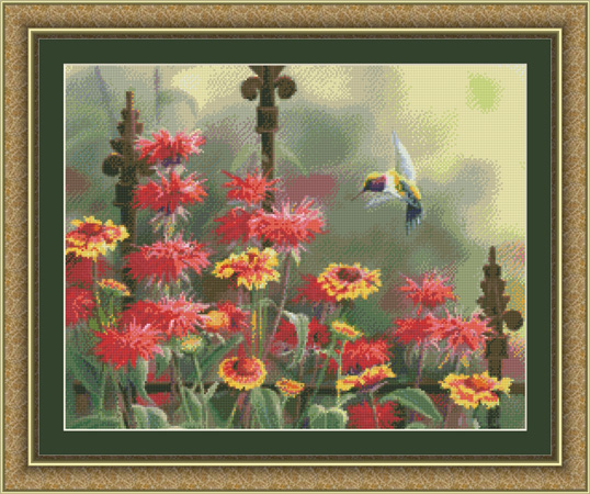 9873 Hummingbird in Bee Balm - Click Image to Close