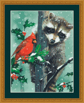 9936 Raccoon and Cardinal - Click Image to Close