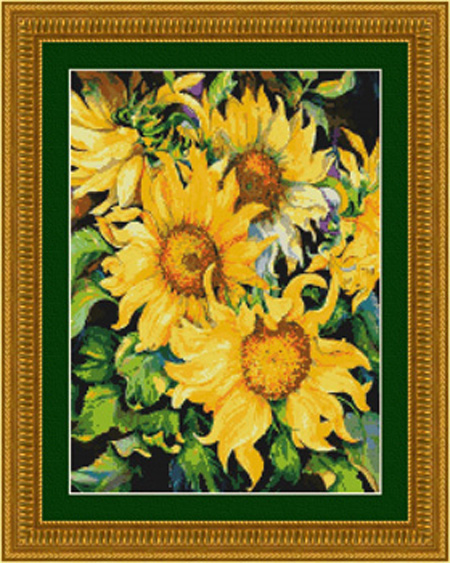 9992 Sunflowers Cross-stitch - Click Image to Close