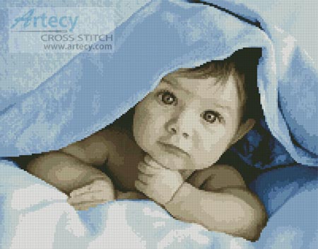 Baby Face (Blue) - Cross Stitch Chart - Click Image to Close