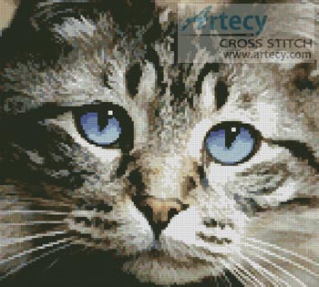 2051 Blue Eyes Kitty- Cross Stitch Chart - Click Image to Close