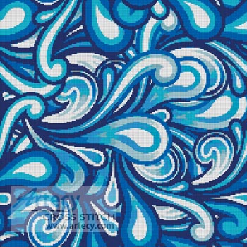 Blue Swirl Cushion - Cross Stitch Chart - Click Image to Close