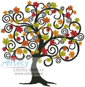 Decorative Autumn Tree - Cross Stitch Chart - Click Image to Close