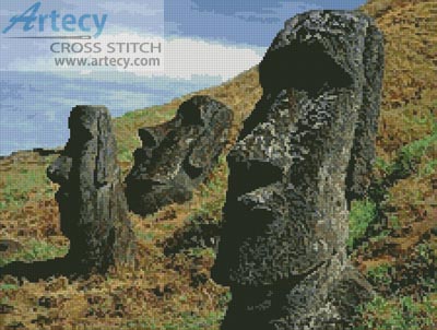 2043 Easter Island - Cross Stitch KIT $15 - Click Image to Close
