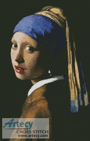 Girl with a Pearl Earring - Cross Stitch Chart - Click Image to Close