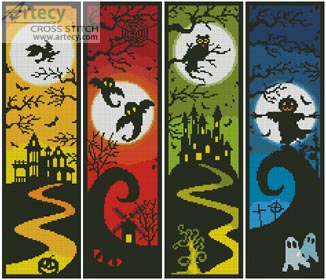 Halloween Banners - Cross Stitch Chart - Click Image to Close