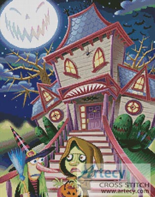 Halloween House - Cross Stitch Chart - Click Image to Close