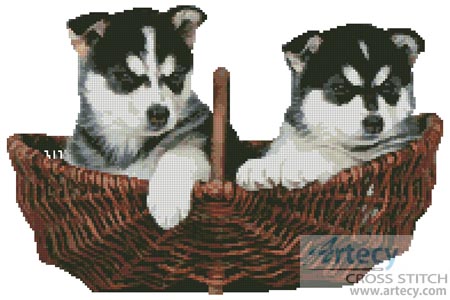 Husky Puppies - Cross Stitch Chart - Click Image to Close