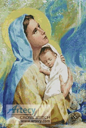 Mary and Baby Jesus - Cross Stitch Chart - Click Image to Close