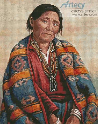 Navajo Indian Woman - Cross Stitch Chart - Click Image to Close