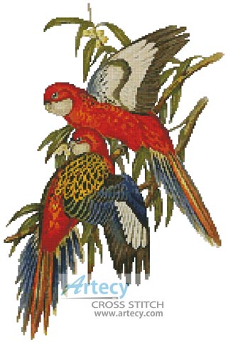 Parakeets - Cross Stitch Chart - Click Image to Close