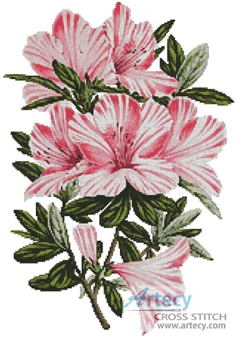 Pink Azaleas - Cross Stitch Chart - Click Image to Close