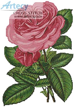 Pink Roses Print - Cross Stitch Chart - Click Image to Close
