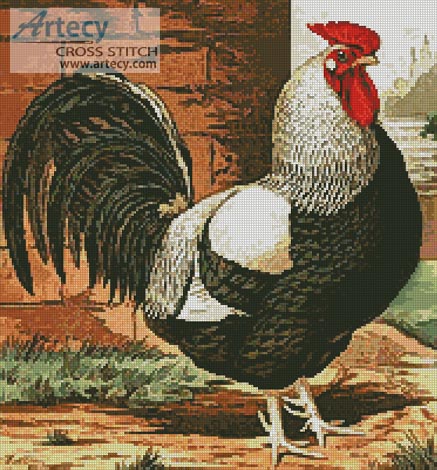 Rooster 1 - Cross Stitch Chart - Click Image to Close
