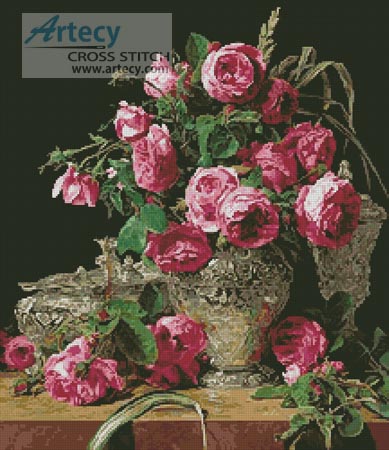 Roses Painting - Cross Stitch Chart - Click Image to Close