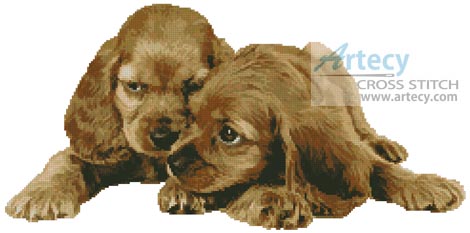 Spaniel Puppies - Cross Stitch Chart - Click Image to Close