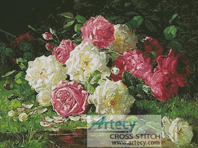 Still life with Roses 3 - Cross Stitch Chart - Click Image to Close