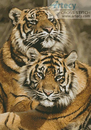 Sumatran Tigers - Cross Stitch Chart - Click Image to Close