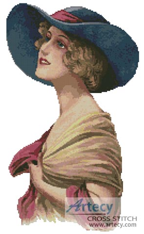 Victorian Blue Hat - Cross Stitch Chart - Click Image to Close
