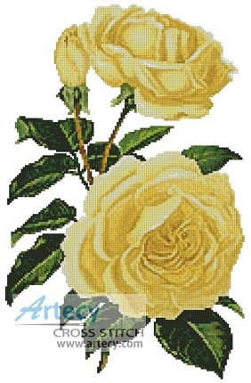 Yellow Roses - Cross Stitch Chart - Click Image to Close
